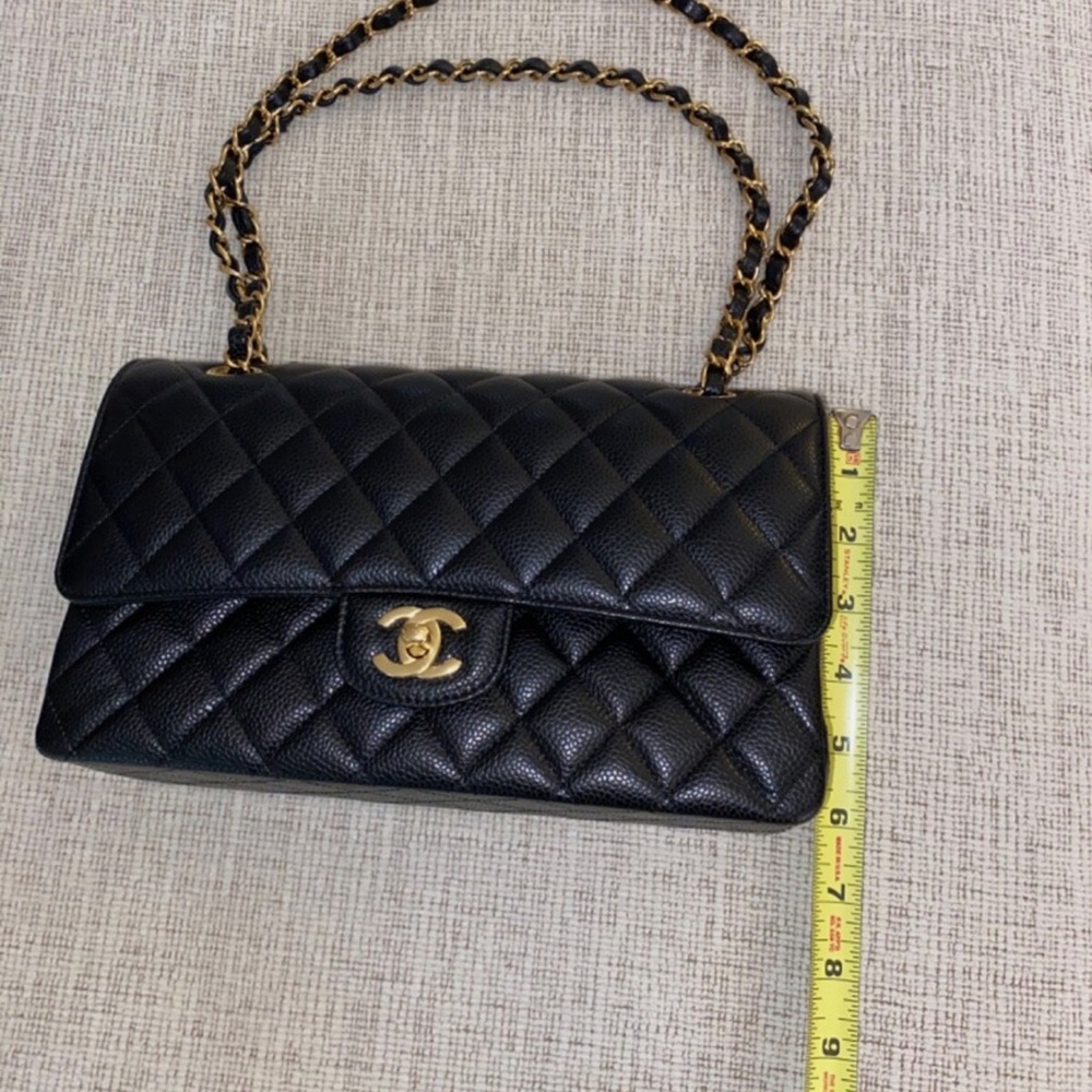 Chanel Classic Double Flap Quilted Caviar Gold-tone Medium Black NEW WITH TAGS - Picture 15 of 16